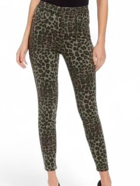 GOOD AMERICAN Good Waist Crop in Green Animal Print - Size 0 / 25